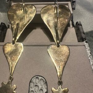 Gold Heart Drop Earrings